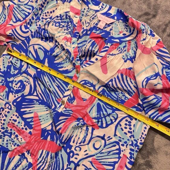 Lilly Pulitzer Sz XS 100% Silk Elsa Top Resort She Shells Top Starfish Blouse - Picture 12 of 14